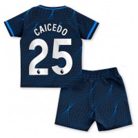 Camiseta Chelsea Moises Caicedo #25 Visitante Equipación para niños 2023-24 manga corta (+ pantalones cortos)